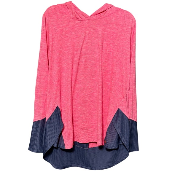 LIVI by Lane Bryant Lightweight Pink Marled Athletic Athleisure Pull On Hoodie - Picture 1 of 8
